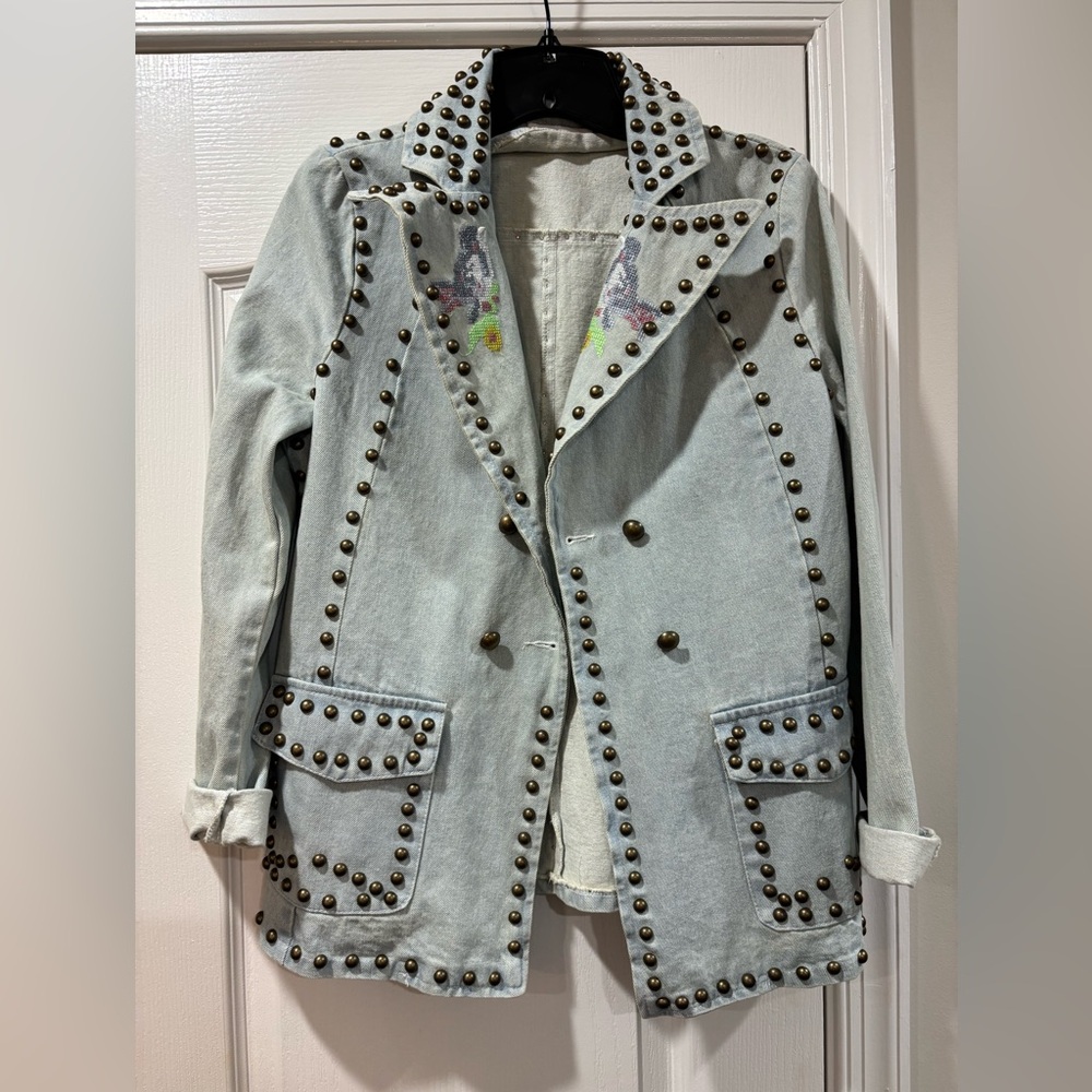 NWOT Studded Light Denim Jacket